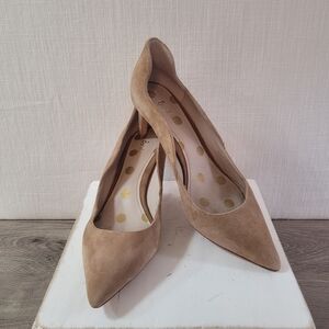 Boden Wave Tan Suede Heels Size 38